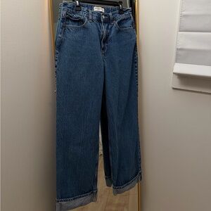 Abercrombie and Fitch High Rise Loose Jeans - Dark with Cuff Hem - Size 27